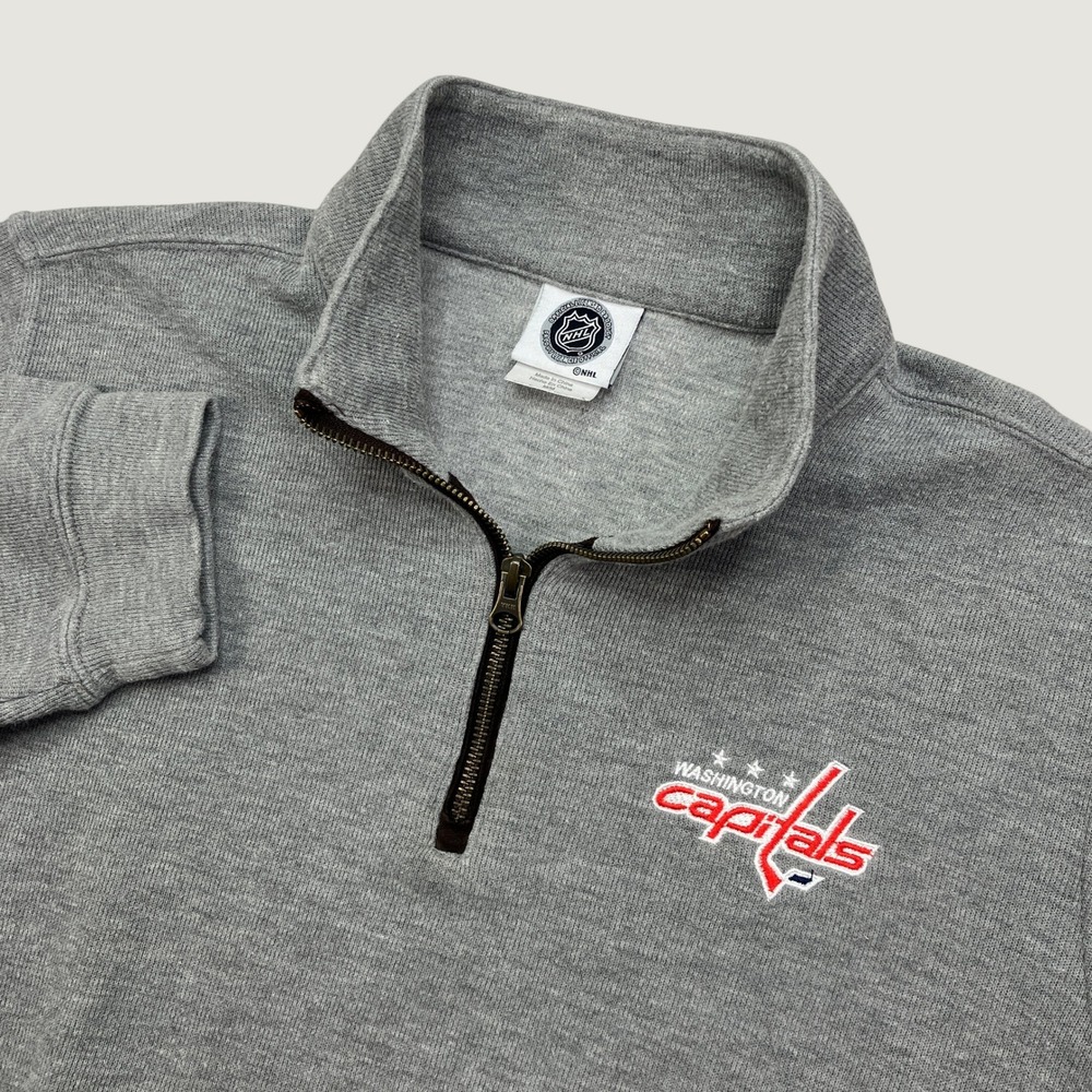 NHL Men M Quarter Zip Pullover Gray Washington Capitals Hockey 1/4